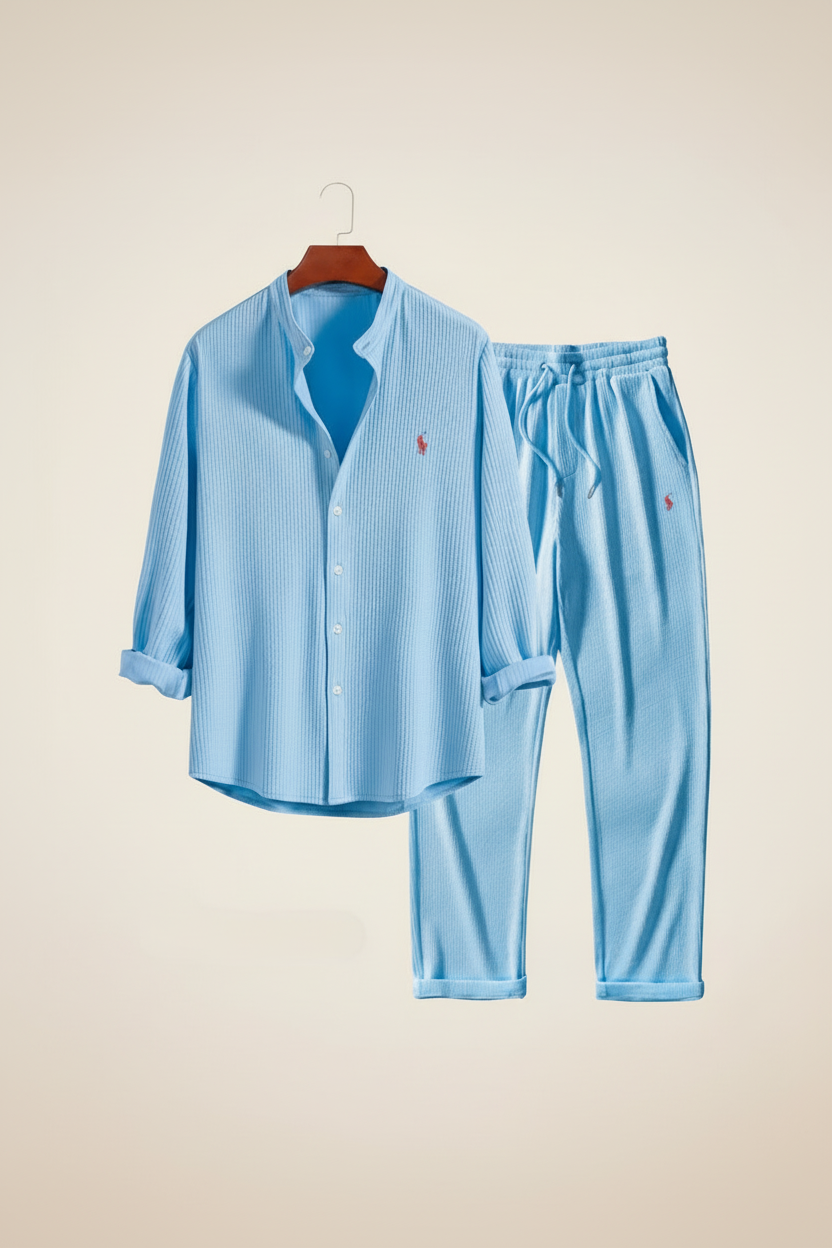 Linen-Blend Resort Set — men's sets, front view