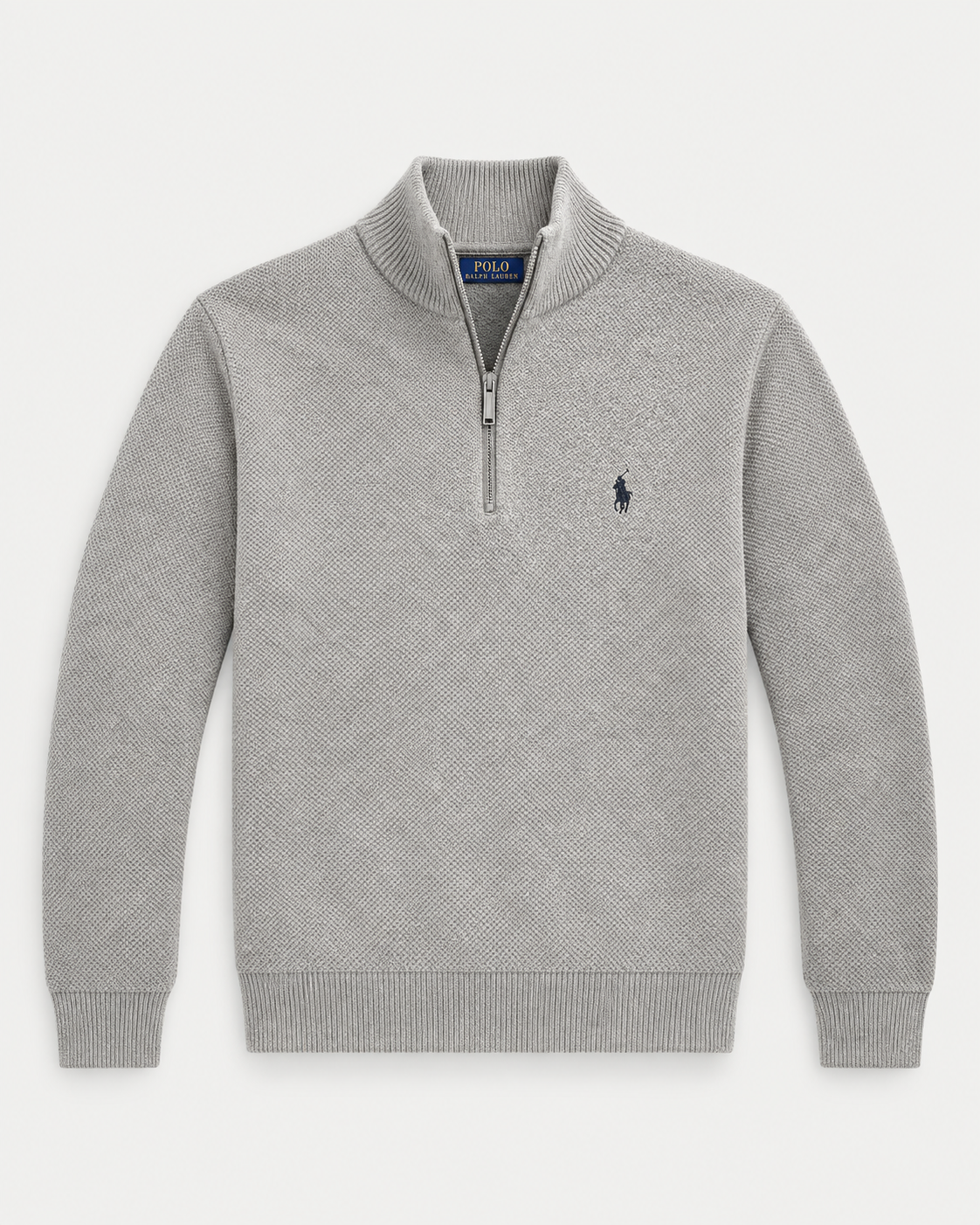 Mesh-Knit Cotton Quarter-Zip Jumper — men's quarter-zip jumpers, side view