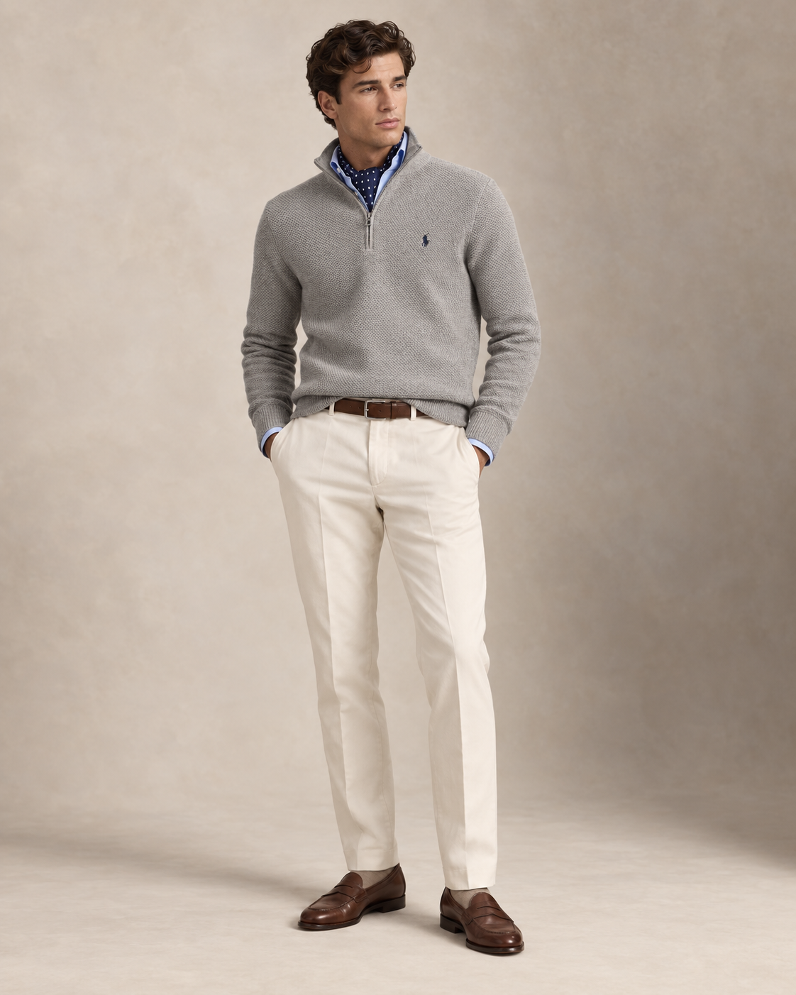 Mesh-Knit Cotton Quarter-Zip Jumper — men's quarter-zip jumpers, styled