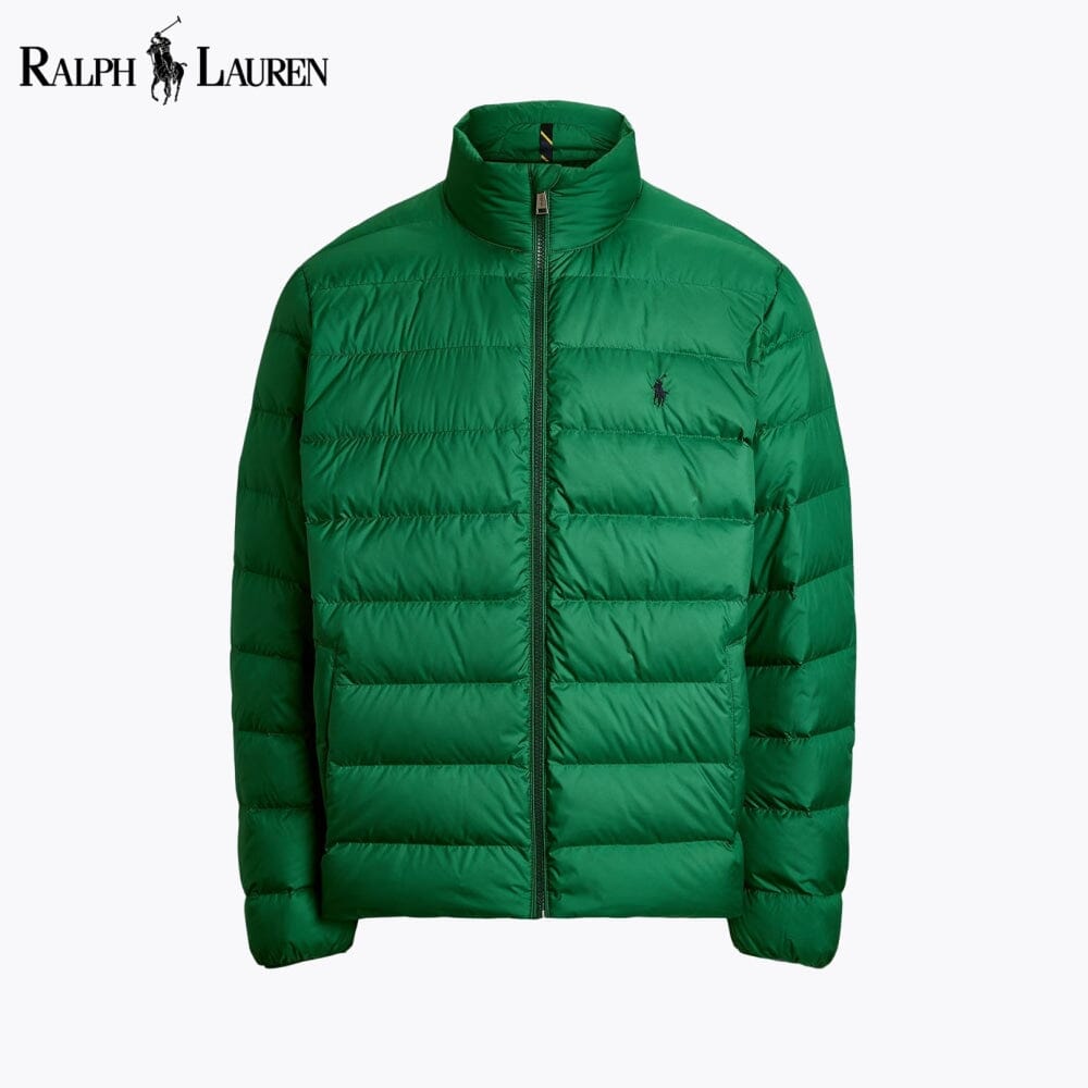Packable Down Jacket — men's jackets in forest green, front view