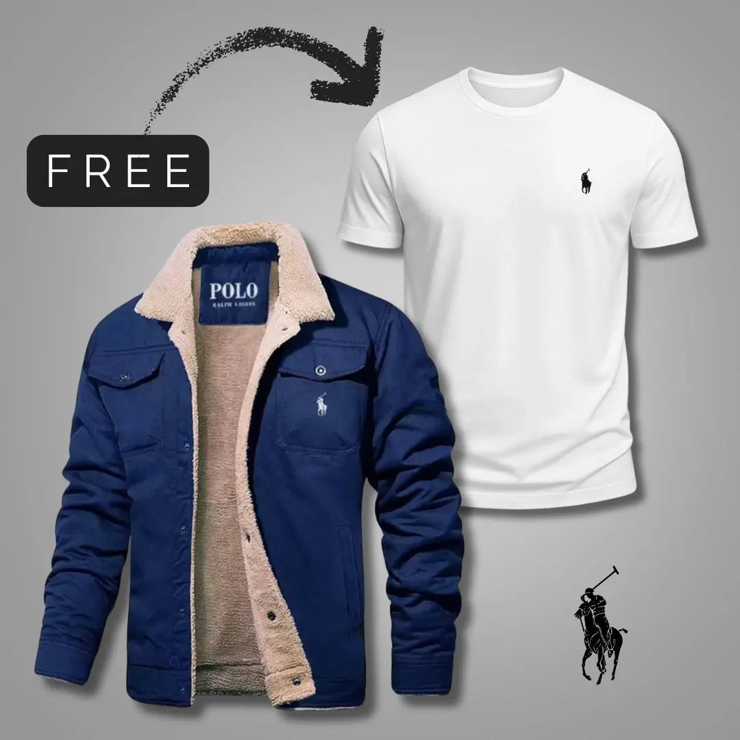 Sherpa-Lined Jacket & T-Shirt Set — men's sets in white, front view