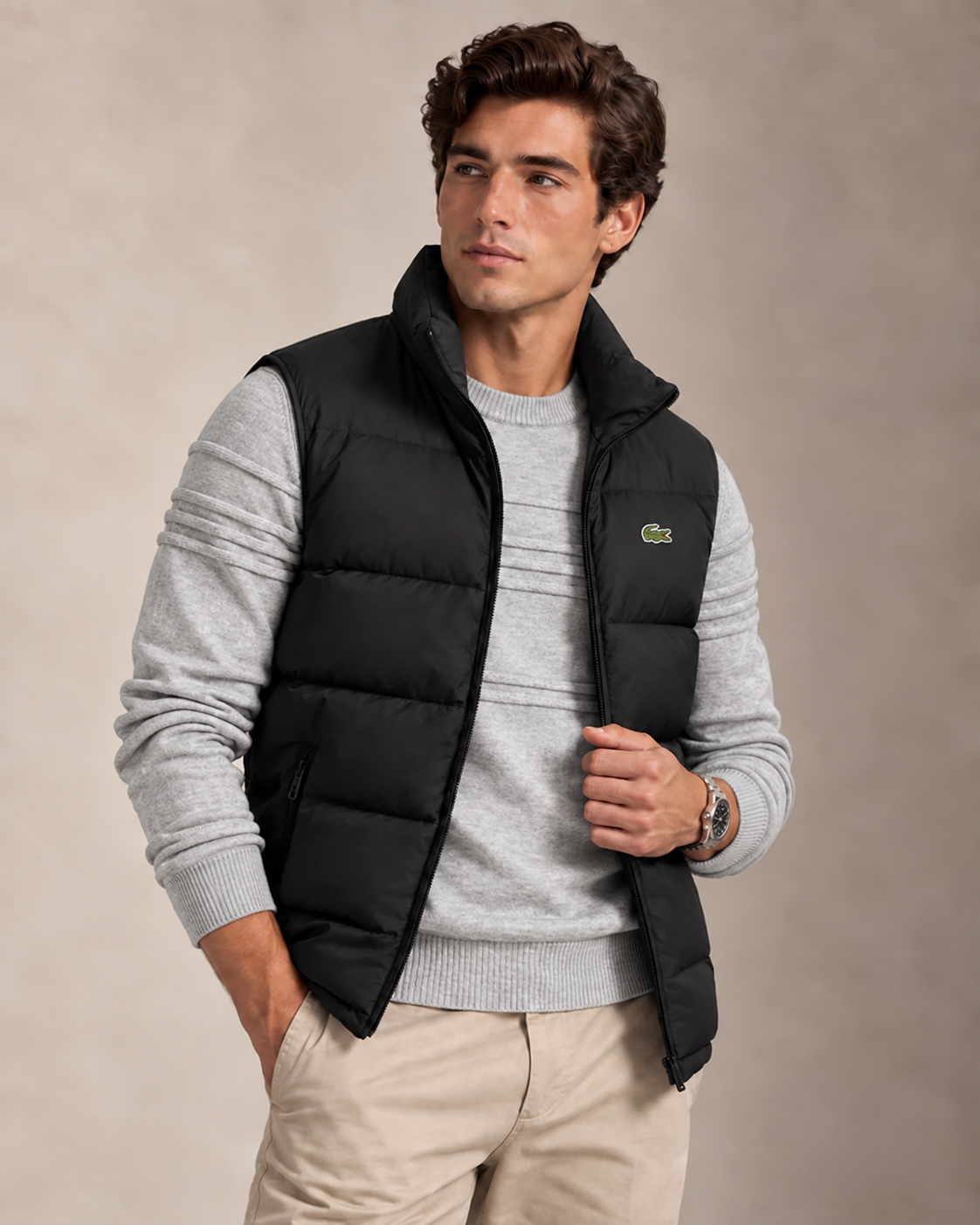 Ensemble pull & gilet en coton texturé