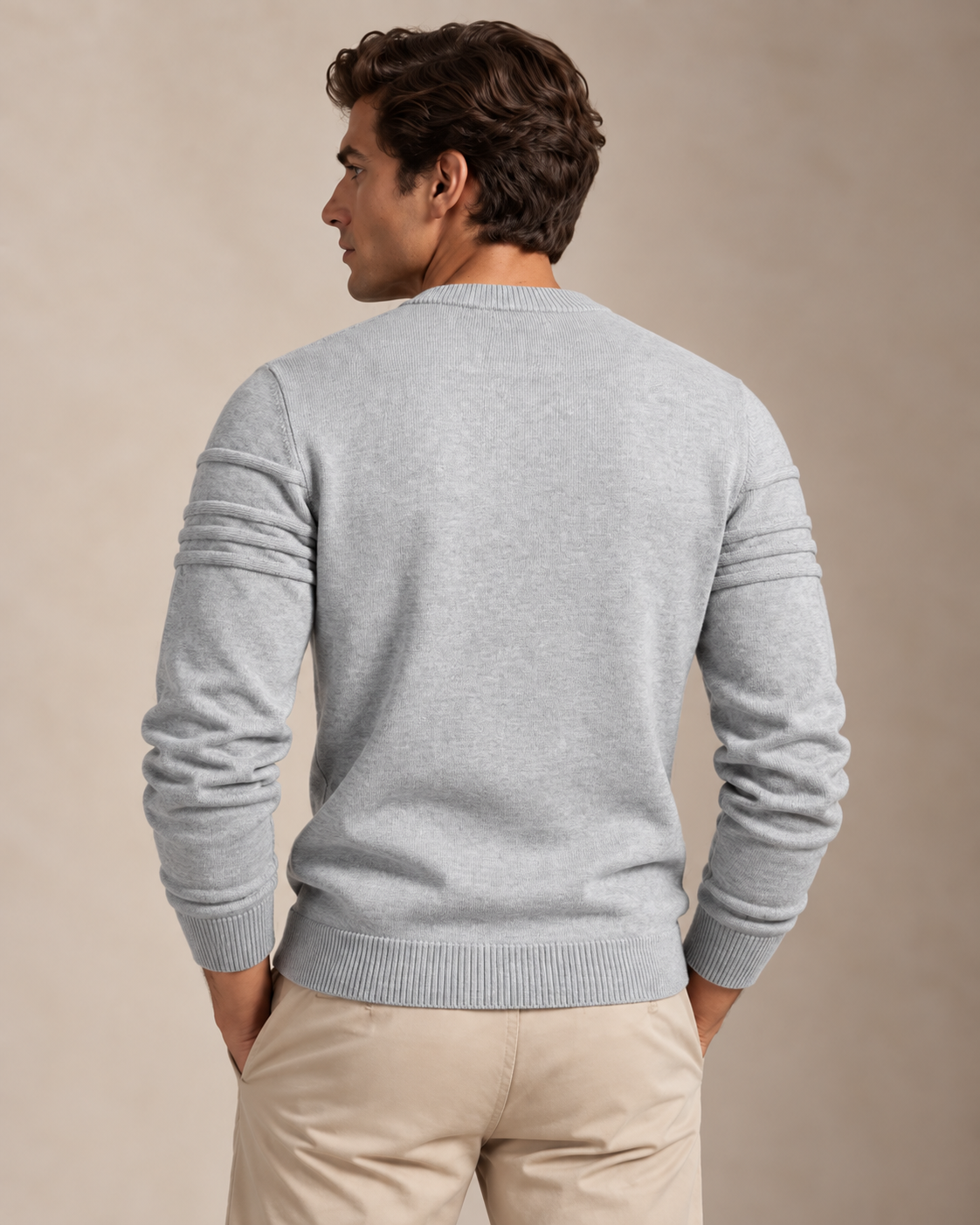 Textured Cotton Jumper & Vest Set — men's knitwear sets, back view