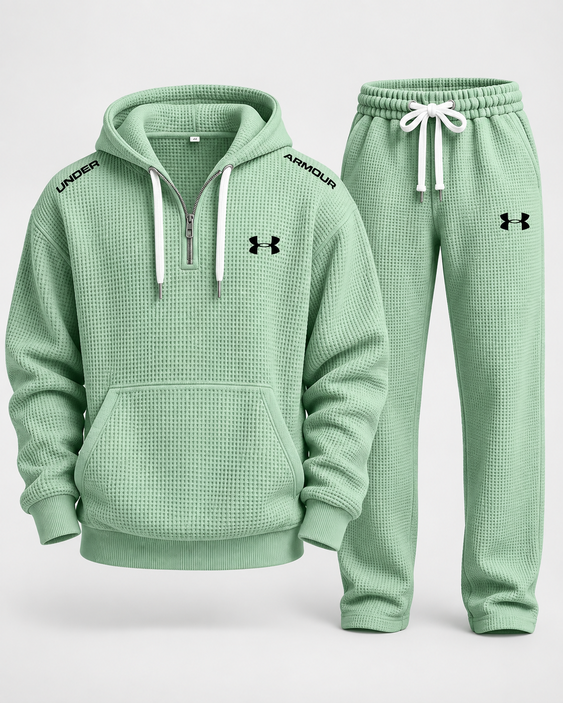 Waffle-Knit Half-Zip Tracksuit Set — men's tracksuits, alternate view